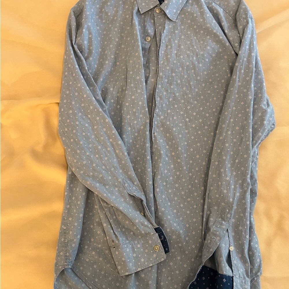What Goes Around Comes Around Light Blue Patterned Shirt